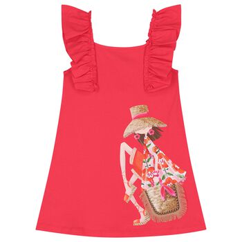 Girls Red Ruffled Dress
