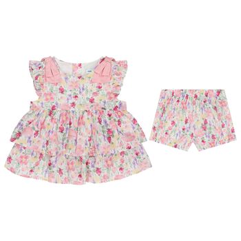 Younger Girls Pink Floral Shorts Set