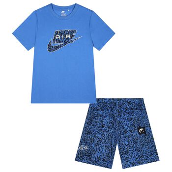 Boys Blue & Black Logo Shorts Set