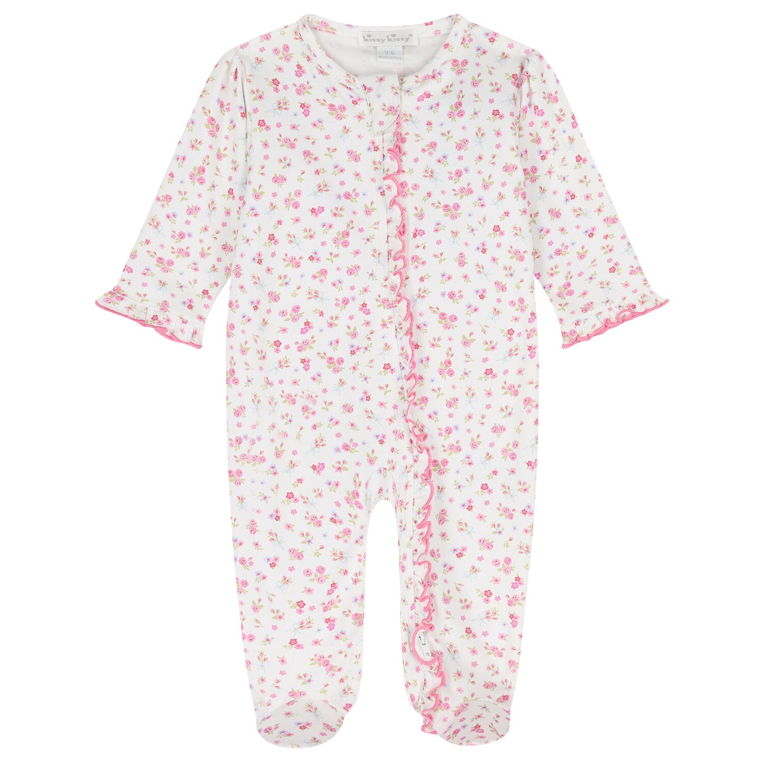 Baby Girls White & Pink Rose Renaissance Babygrow, 1, hi-res