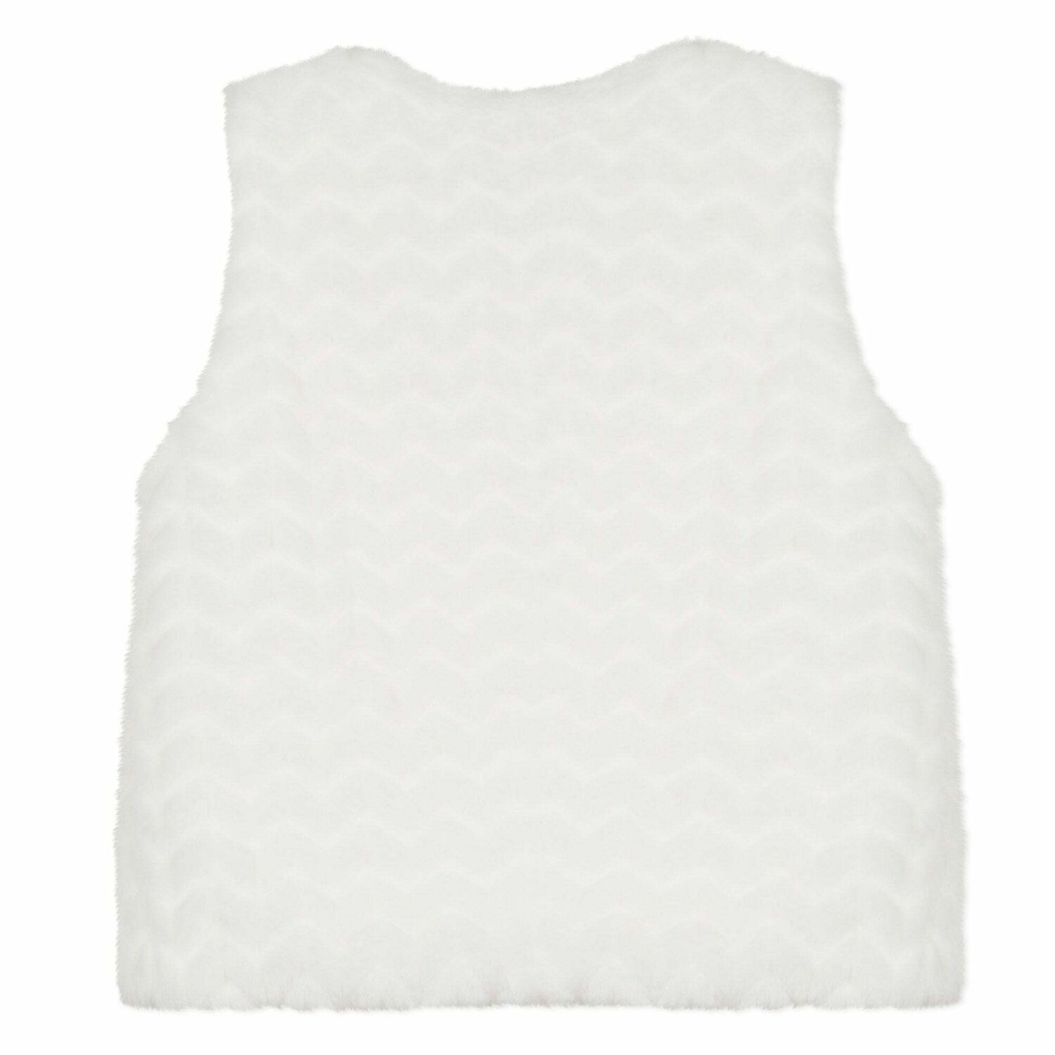 Girls Ivory Faux Fur Gilet, 1, hi-res
