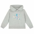 Girls Grey Logo Hooded Top, 1, hi-res