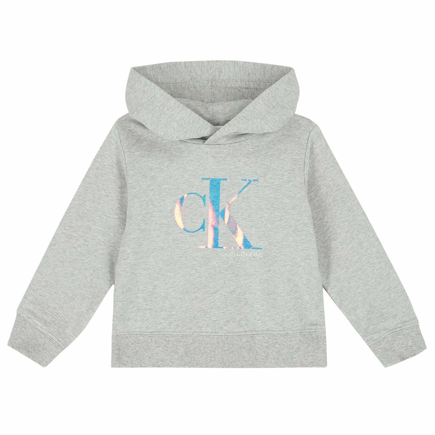 Girls Grey Logo Hooded Top, 1, hi-res