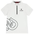 Boys White Logo Polo Shirt , 1, hi-res