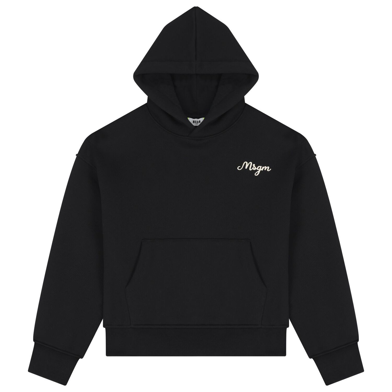 Boys Black Logo Hooded Top, 1, hi-res