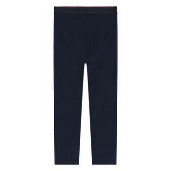 Younger Girls Navy Blue Logo Leggings