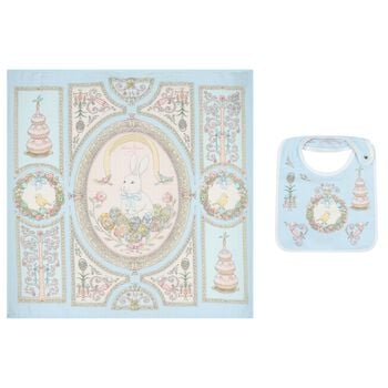 Blue & Pink Spring Bunny Baby Carr&eacute; Swaddle & Bib Gift Set