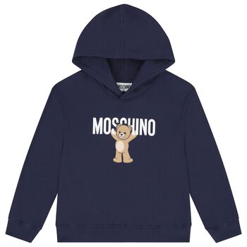 Navy Blue Teddy Bear Logo Hooded Top