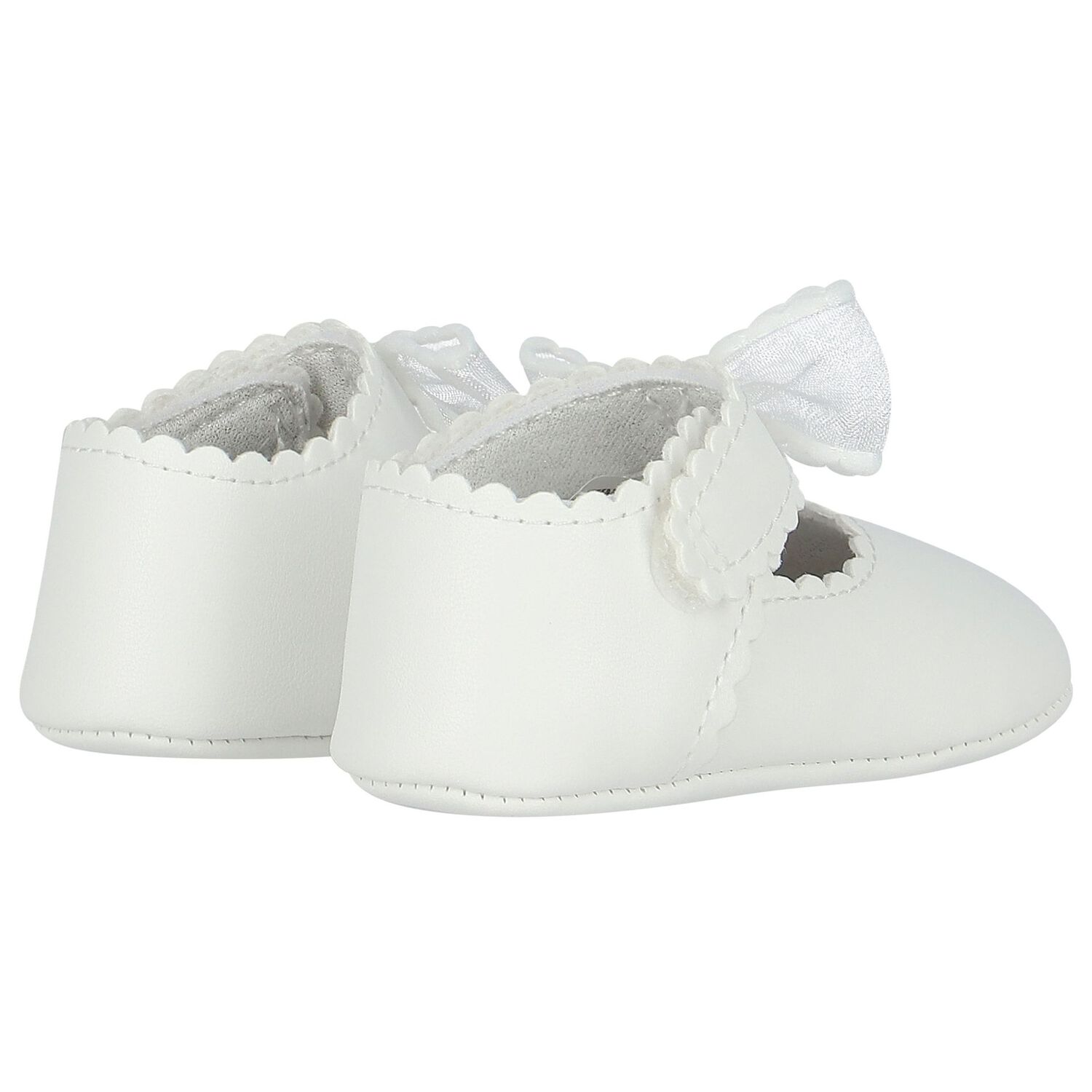 Baby Girls White Bow Pre Walker Shoes, 2, hi-res image number null