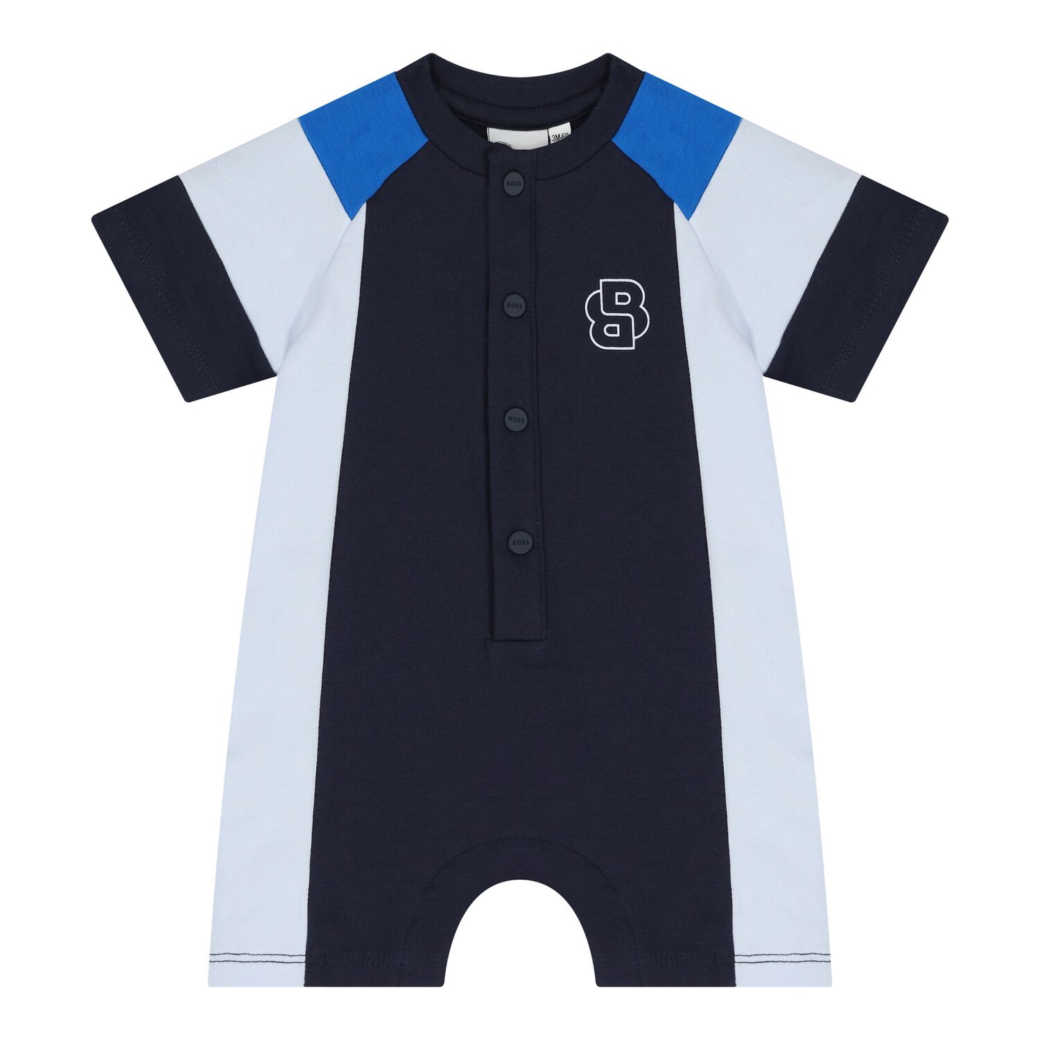 Baby Boys Navy Blue Logo Romper, 2, hi-res