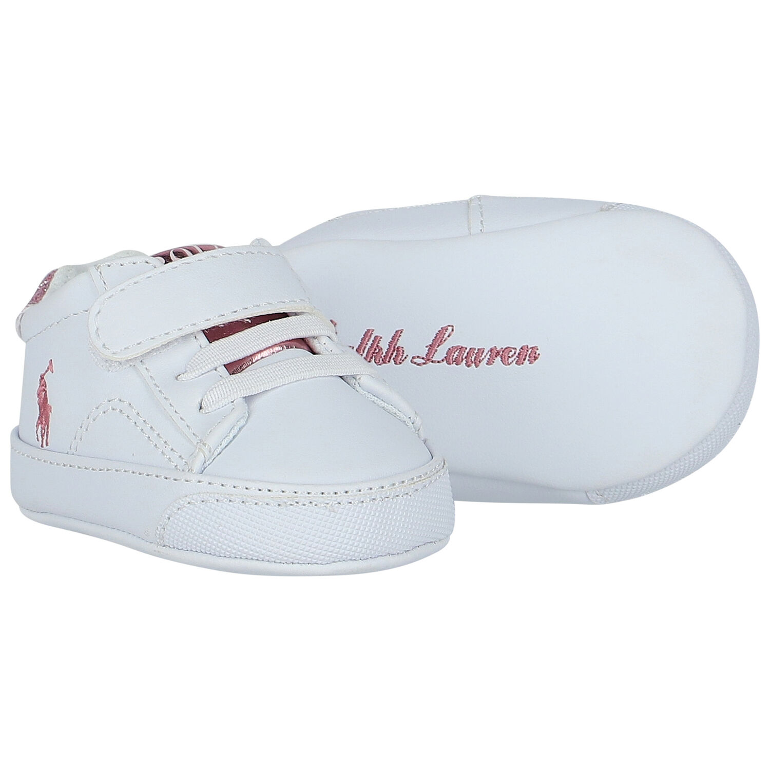 Baby Girls White Logo Pre Walker Shoes, 1, hi-res
