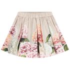 Girls Pink & Ivory Striped Floral Skirt, 1, hi-res