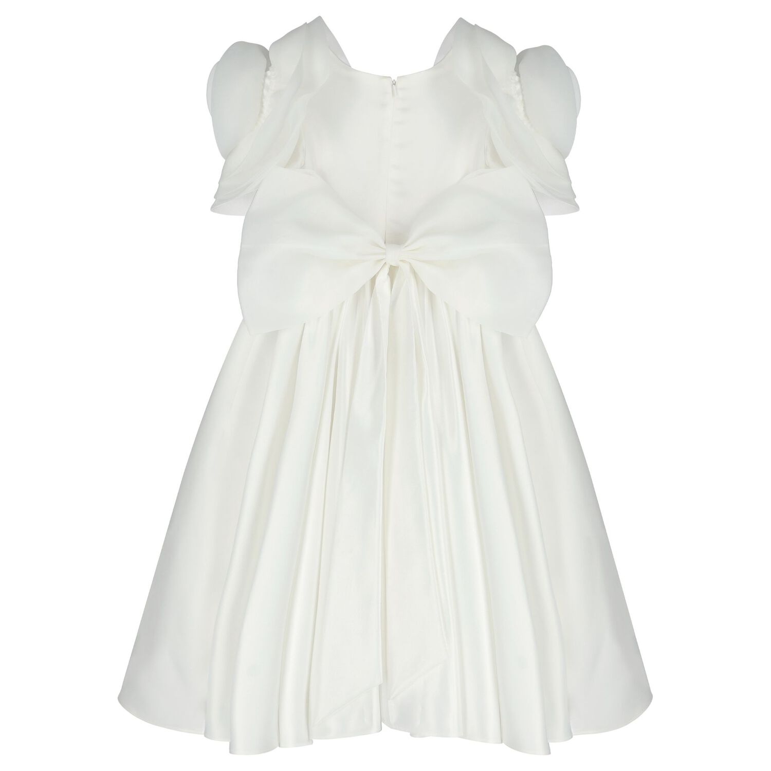 Girls Mirana White 3D Rose Sleeve Tulle Dress, 1, hi-res