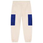 Boys Beige Logo Joggers, 1, hi-res