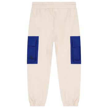 Boys Beige Logo Joggers