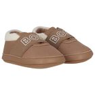 Baby Boys Beige Logo Canvas Pre Walker Shoes, 1, hi-res