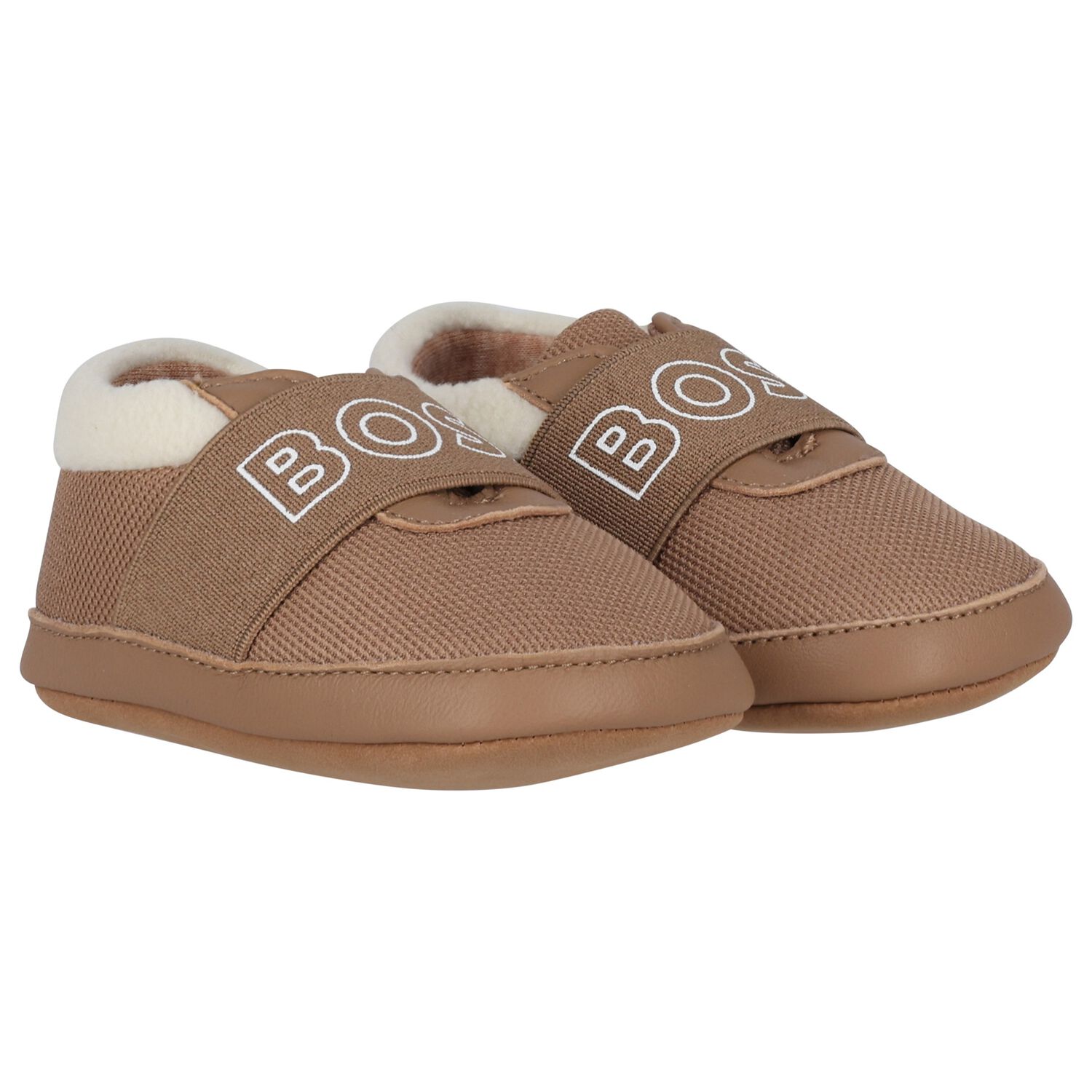 Baby Boys Beige Logo Canvas Pre Walker Shoes, 1, hi-res