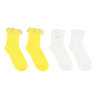 Girls White & Yellow Socks ( 2-Pack ), 1, hi-res