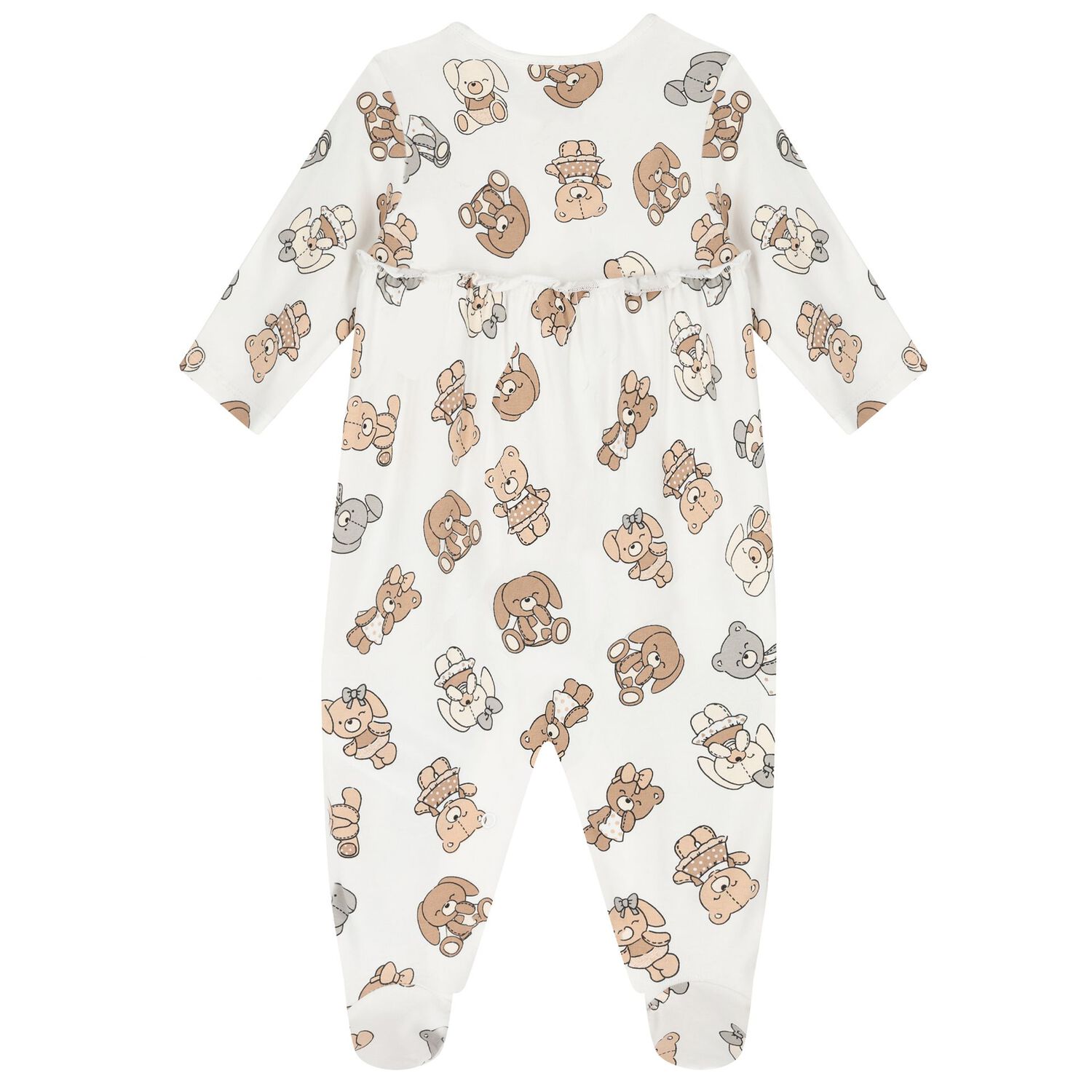 Baby Girls White Bear & Bunny Babygrows ( 2-Pack ), 3, hi-res