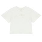 Girls White Logo T-Shirt, 1, hi-res