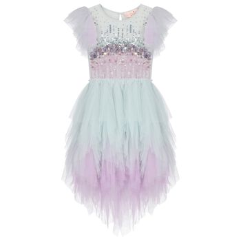 Girls Blue & Lilac Embellished Tulle Dress