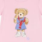 Baby Girls Pink Teddy Bear Bodysuit, 1, hi-res