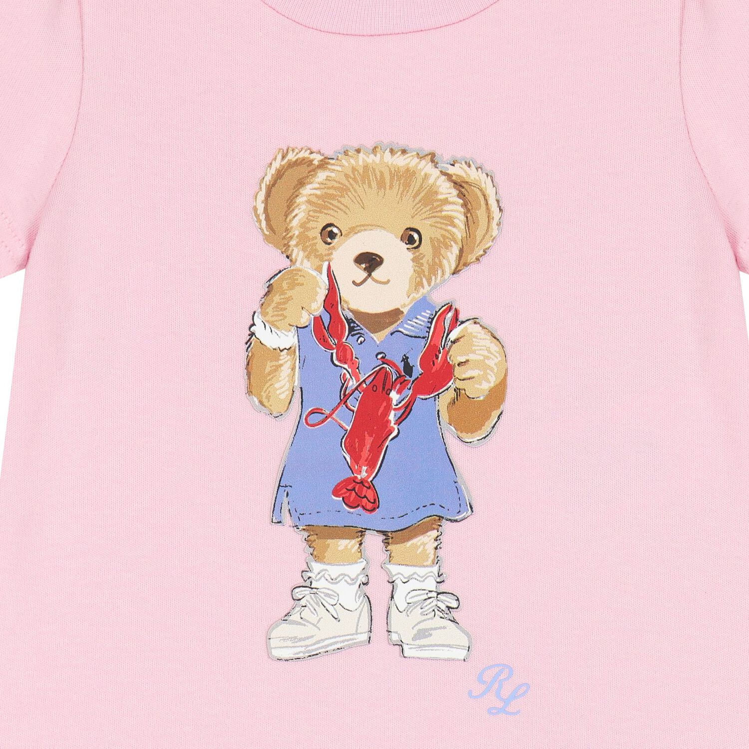 Baby Girls Pink Teddy Bear Bodysuit, 1, hi-res