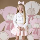 Girls White & Pink Logo Skirt Set , 1, hi-res