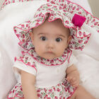 Baby Girls White Floral Hat, 1, hi-res