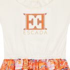 Girls Ivory & Orange Logo Dress, 1, hi-res