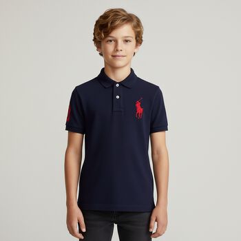 Boys Navy Blue Logo Polo Shirt, 1 Boys Navy Blue Logo Polo Shirt