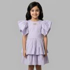 Girls Purple Logo Tiered Dress, 1, hi-res