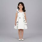 Girls White Bow & Flower Dress, 1, hi-res