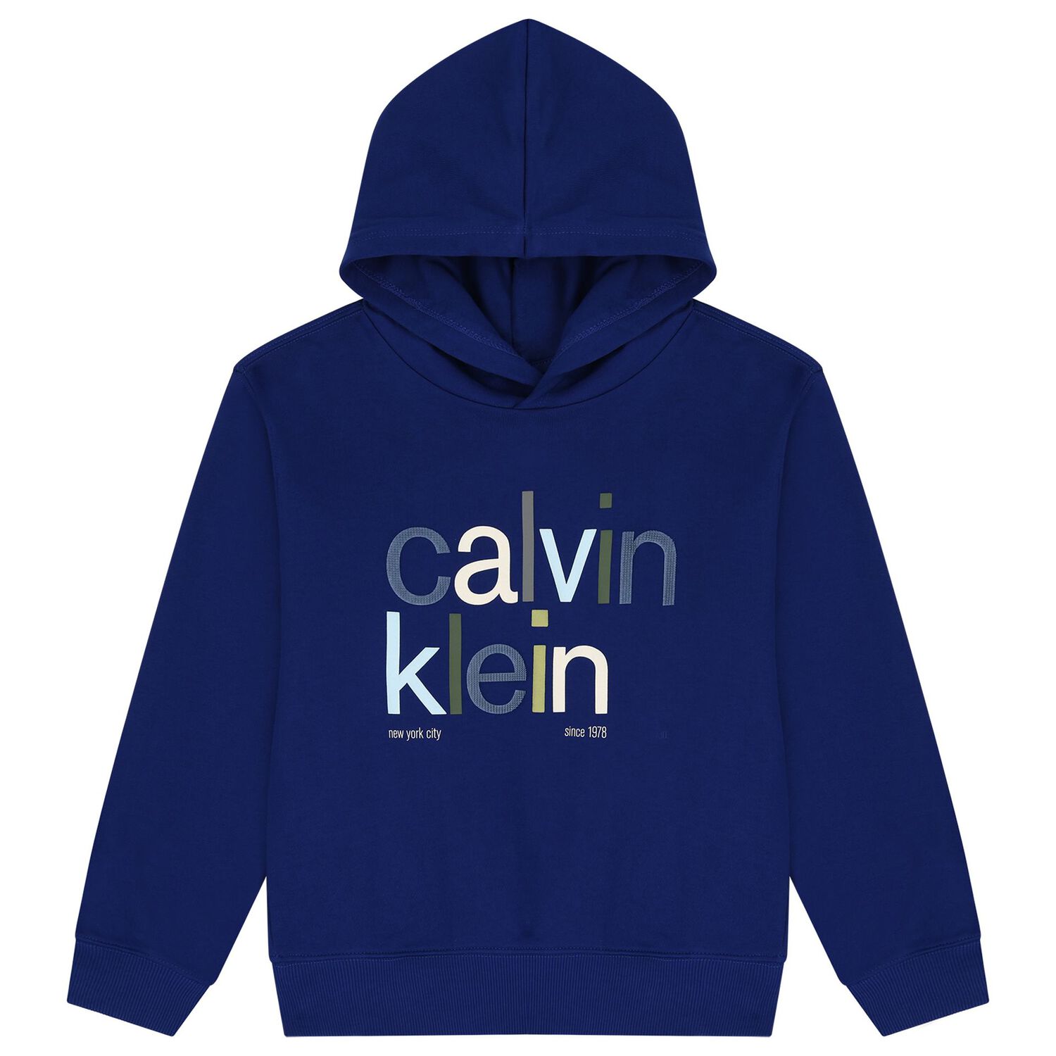 Boys Blue Logo Hooded Top, 1, hi-res