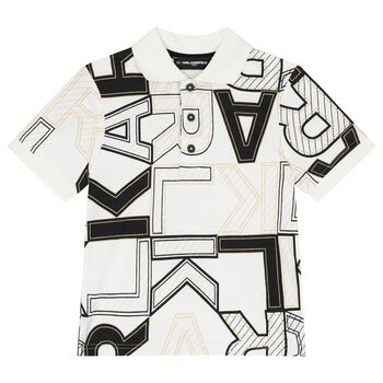 Boys White Logo Polo Shirt