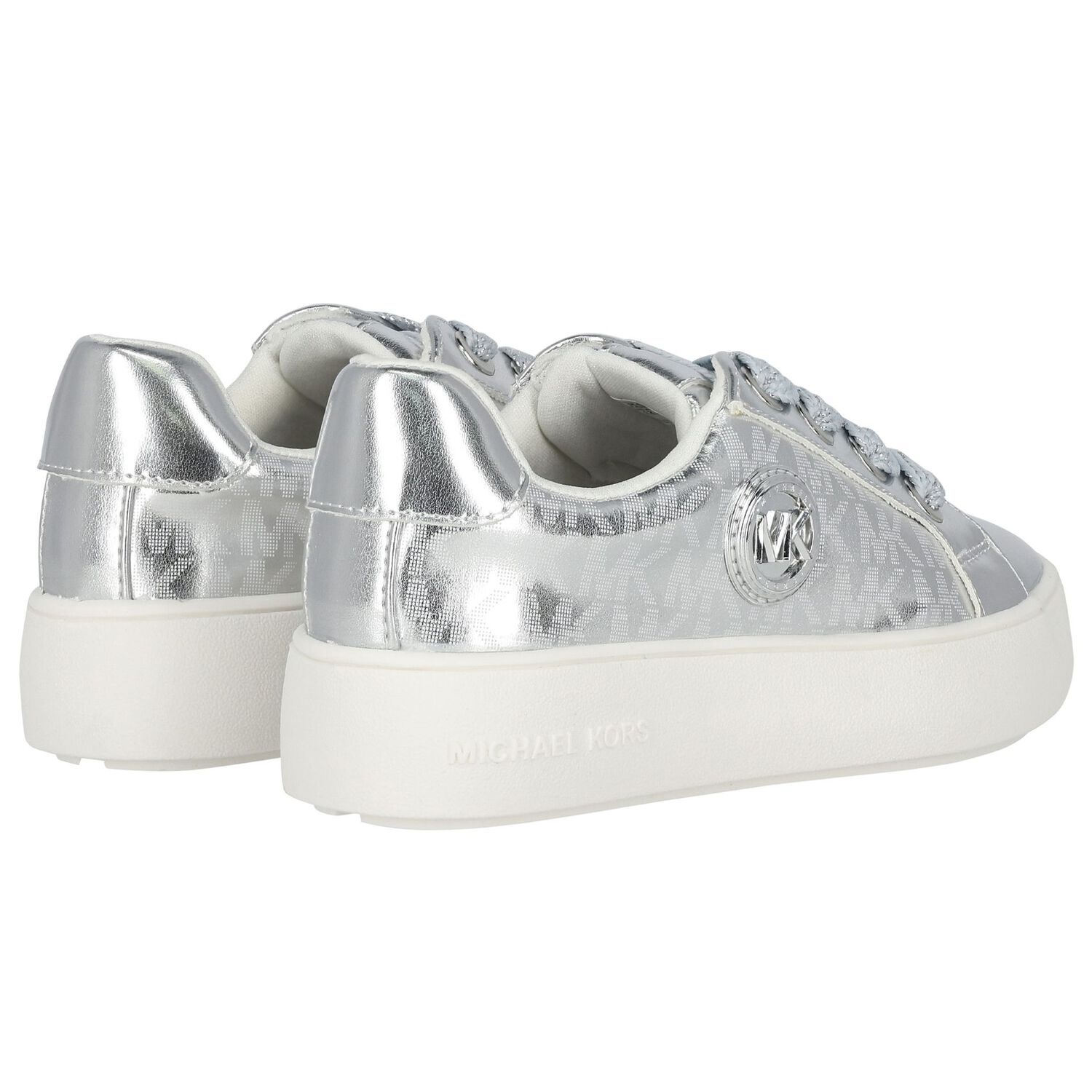 Girls Silver Logo Trainers, 1, hi-res