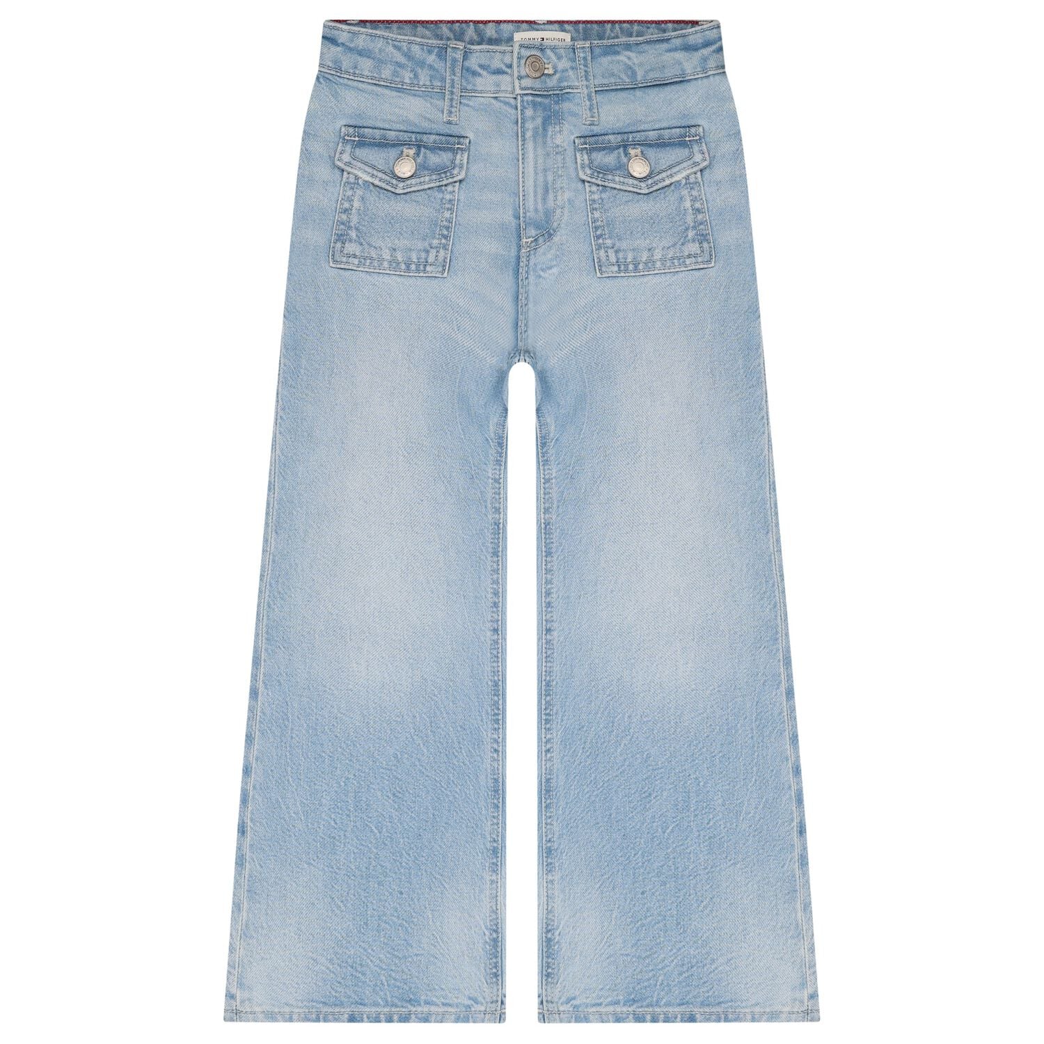 Girls Blue Flared Denim Jeans, 1, hi-res
