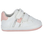 Baby Girls White Logo Pre Walker Shoes, 1, hi-res