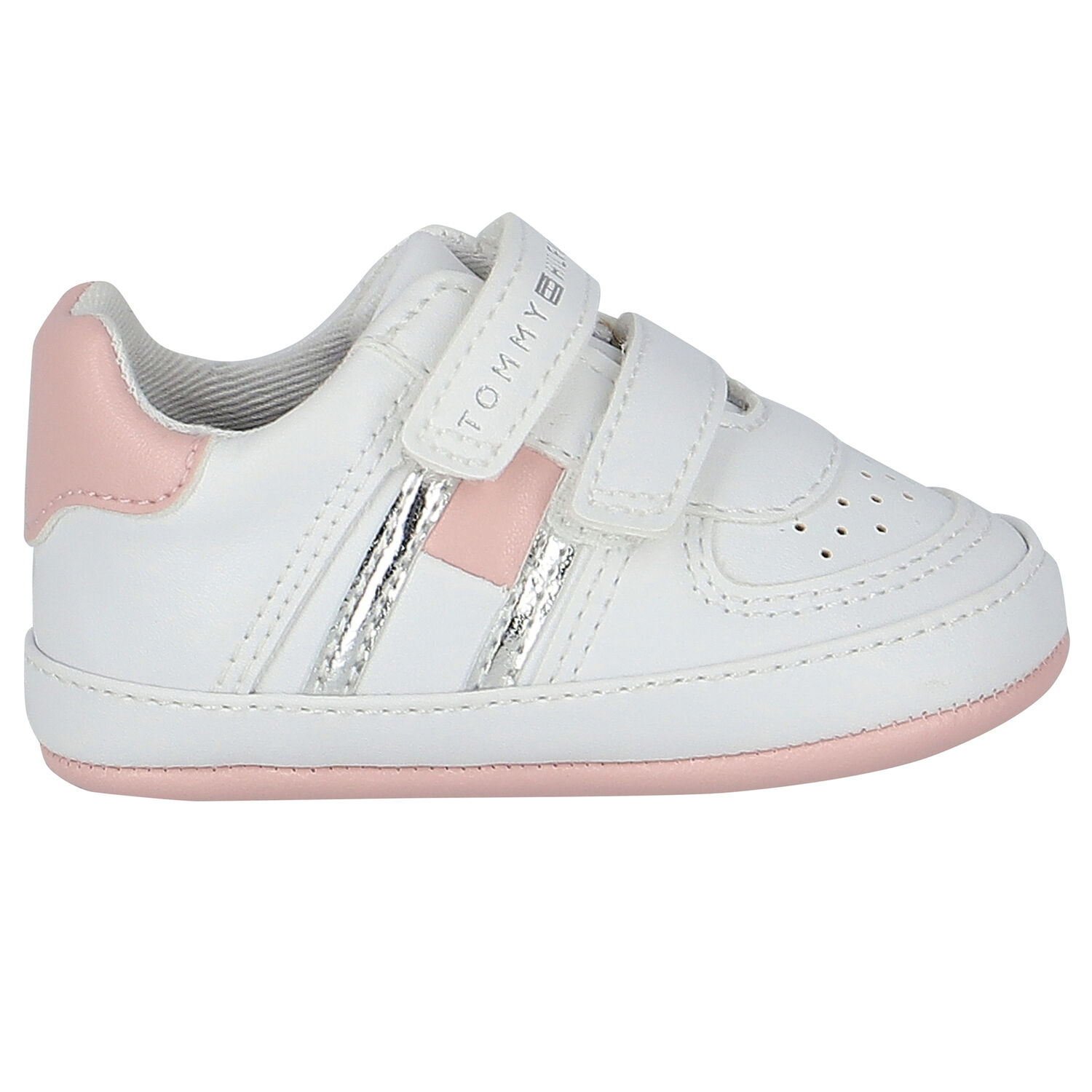 Baby Girls White Logo Pre Walker Shoes, 1, hi-res
