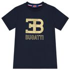 Boys Navy & Gold Logo T-Shirt, 2, hi-res