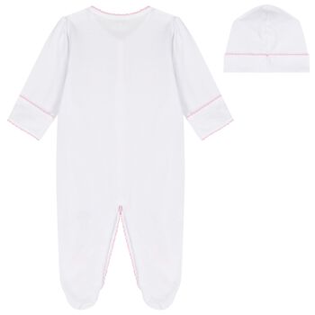 Baby Girls White & Pink Vintage Toy Treasures Babygrow Set