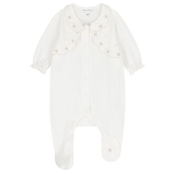 Girls Ivory Flower Babygrow