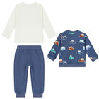 Baby Boys Blue & Ivory 3-Piece Tracksuit, 1, hi-res