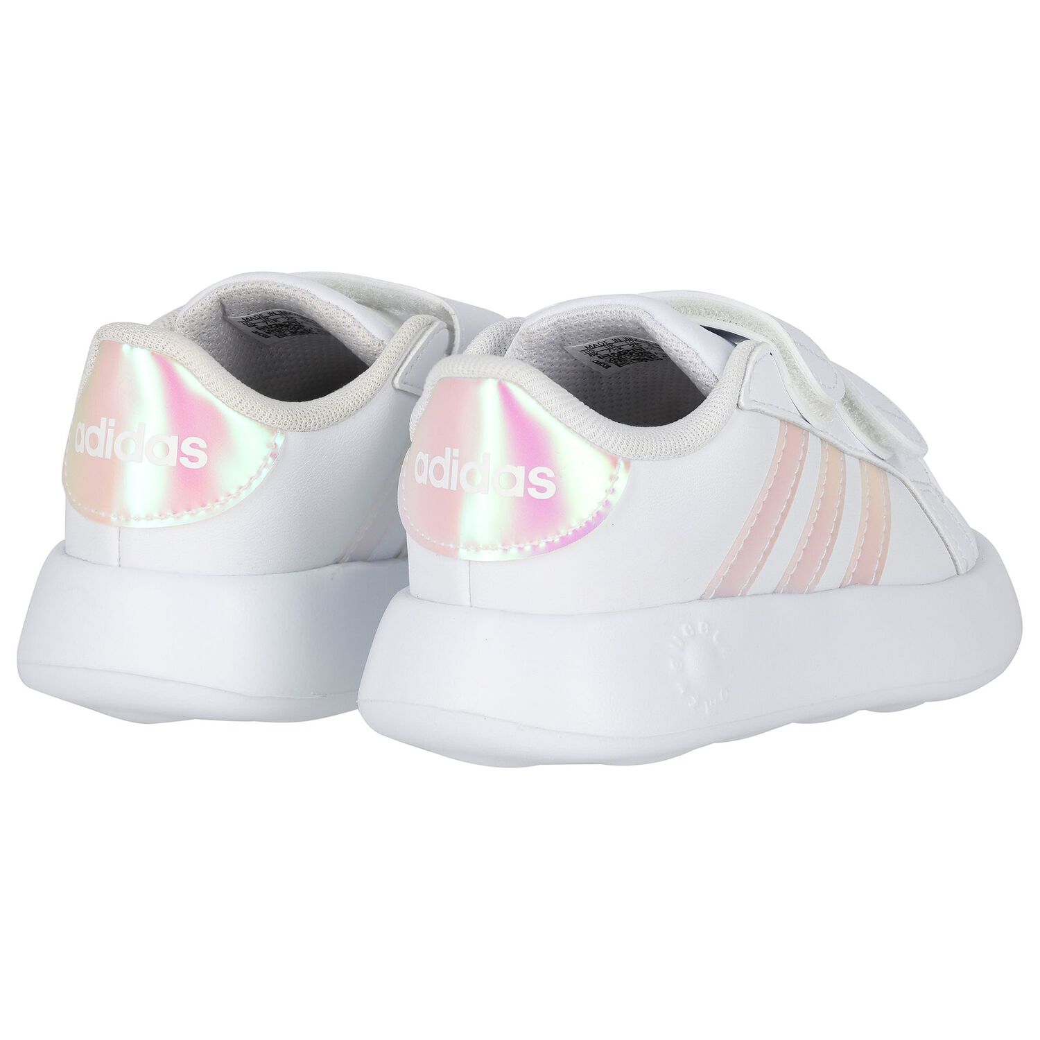 Girls White Logo Iridescent Trainers, 1, hi-res