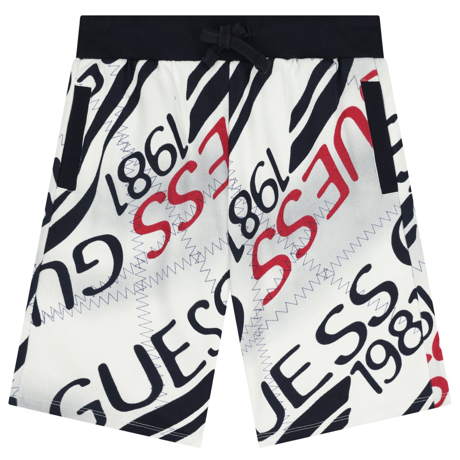 Boys White Logo Shorts, 1, hi-res