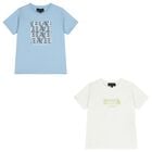 Boys White & Blue T-Shirts ( 2 Pack ), 2, hi-res