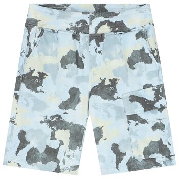 Boys Grey & Green Logo Shorts