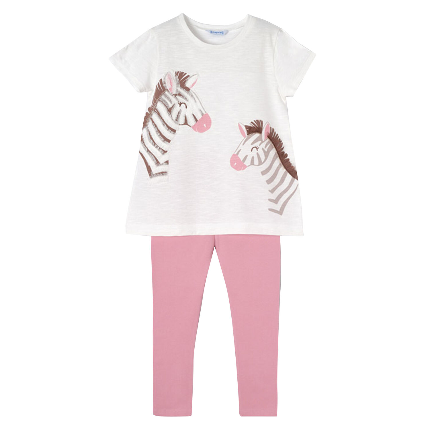 Girls White & Pink Zebra Leggings Set, 1, hi-res