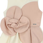 Girls Ivory & Pink Flower Satin Dress, 1, hi-res