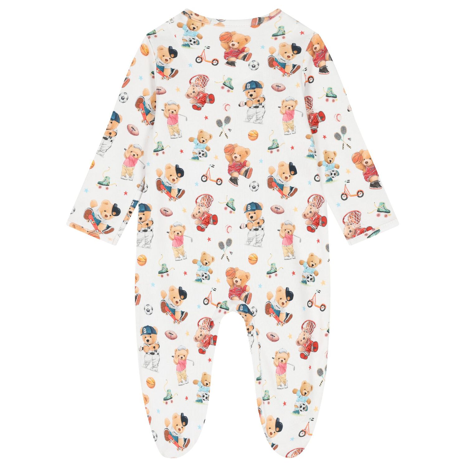 Baby Boys White Playful Bear Babygrow, 1, hi-res